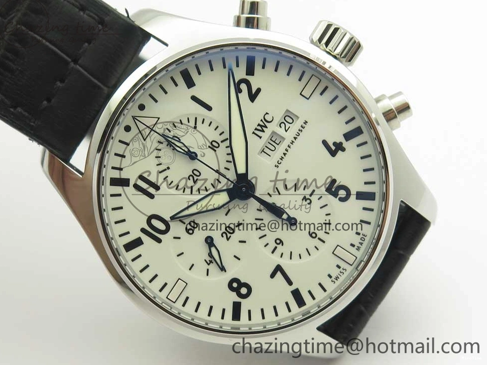 MIROTIME 0712 Pilot Chrono 377725 SS ZF 1:1 Best Edition White Dial on Black Leather Strap A Soft 7183